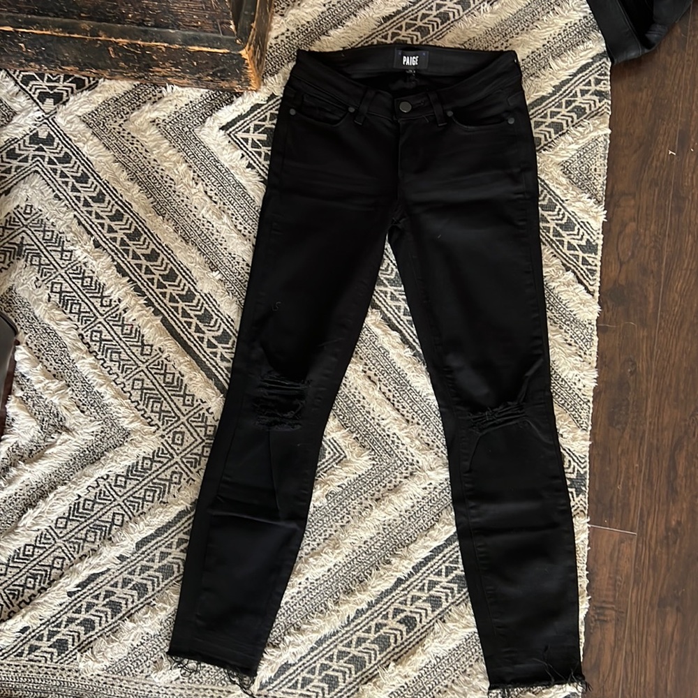 Paige verdugo distressed crop in black.